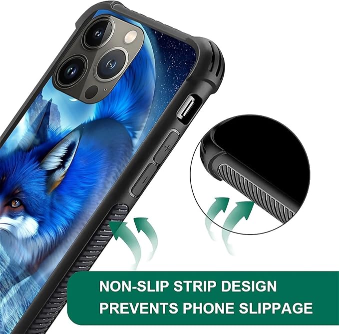 for iPhone 14 Pro Case, Snowy Mountain Fox Lake Pattern Graphic Design Girl Boy Soft Silicone Hard Acrylic Shock Protection for iPhone 14 Pro
