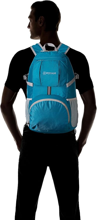 ZOMAKE Lightweight Packable Backpack 35L, Light Foldable Backpacks Water Resistant Collapsible Hiking Bag, Compact Folding Day Pack for Travel Camping(Lake Green)