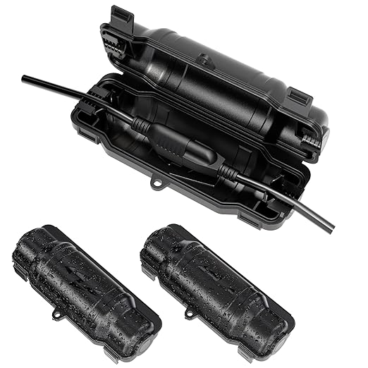 3 Pack Outdoor Extension Cord Safety Cover with Waterproof Seal IP54 Water-Resistant, Weatherproof Electrical Connection Box with 2 Latches, Plug, Socket, Holiday Decoration Light, Black