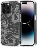 MOSNOVO Case for iPhone 14 Pro Max, [Buffertech 6.6ft Military-Grade Drop Protection] [Anti Peel Off Tech] Clear TPU Bumper Phone Case Cover Design - White Dragon