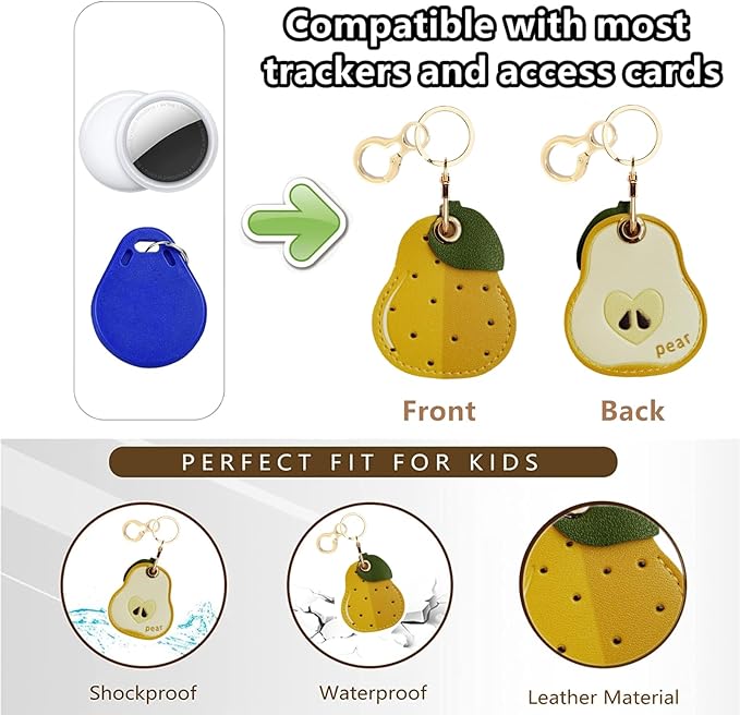 Leather Keychain Holder Case Compatible with AirTag,Cute air tag Cover with Keychain Ring,GPS Tracker Case for Keys
