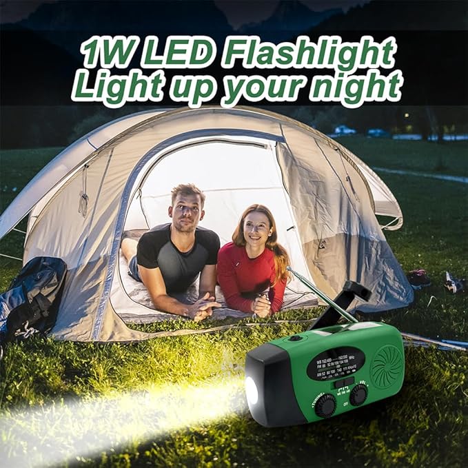 2000mAh/7400mWh Emergency Weather Radio with Flashlight, Hand Crank Radio Solar Power with AM FM NOAA, Rechargeable Battery, SOS Alarm, Headphone Jack, Compass for Survival Indoor/Outdoor Emergencies