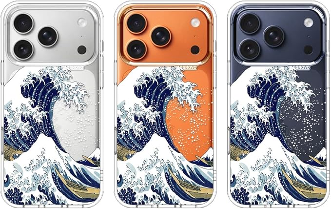 MOSNOVO for iPhone 17 Pro Case | Military Grade 6.6ft Drop Tested | Camera Control | Clear with Great Wave Design