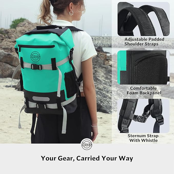 STOVER 5/10/25/30/40/55L Waterproof Dry Bag- Roll-Top Backpack w/Phone Case- Kayaking, Hiking, Camping, Boating- Men/Women