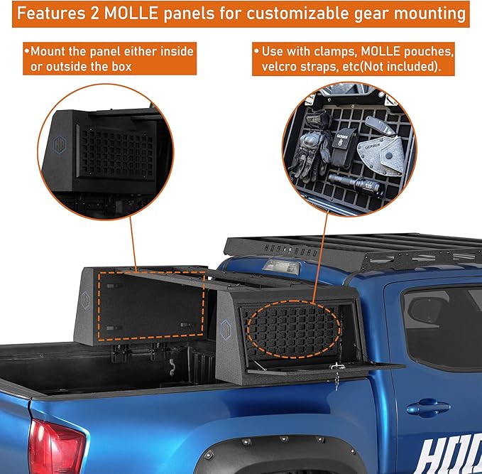 Hooke Road Topsider Truck Bed Tool Box for Jeep Gladiator JT, Toyota Tacoma, Tundra, Ford F-150, Ranger, Ram 1500, Silverado 1500, Colorado, Sierra 1500, Canyon - Heavy Duty Lockable Storage Box