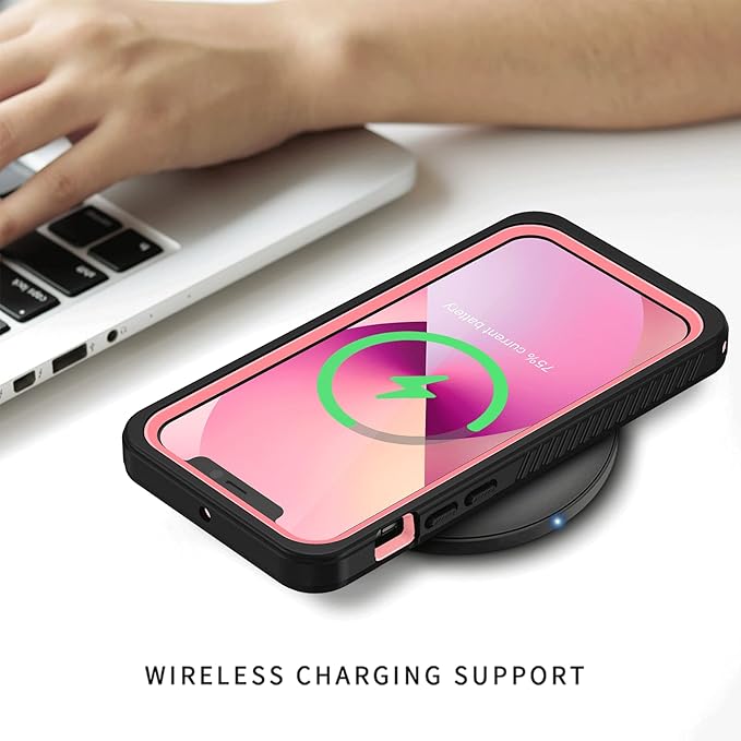 Lanhiem for iPhone 12 Case, Waterproof Dustproof Shockproof Case with Built-in Screen Protector [Not for iPhone 12 Pro], Full Body Underwater Protective Cover for iPhone 12 6.1 inch -Pink