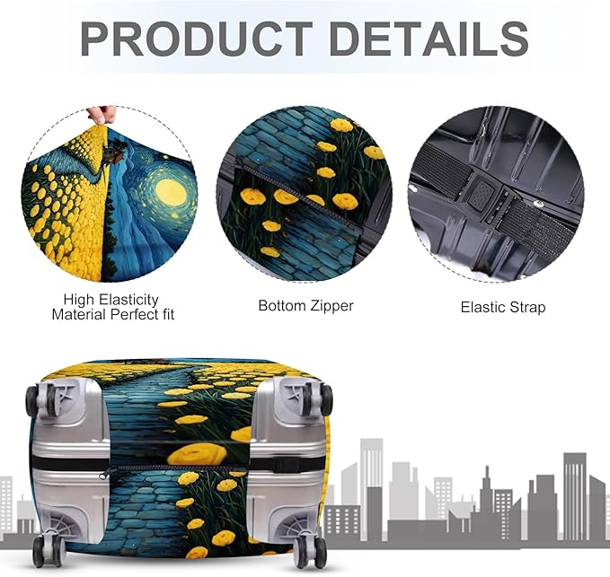 ANNA QUEEN Moonlit Field Luggage Cover, Dreamy Night Landscape Suitcase Protector for 28-30 Inch Travel Bags