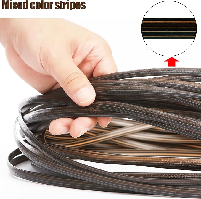 480 Ft Wicker Repair Kit, Plastic Wicker Repair Supplies, Gradient Dark Brown with Visible Mixed Color Stripes, Synthetic Rattan Replacement Material for Patio Furniture Repair