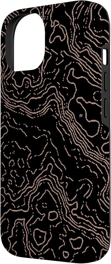 Topography Black & Brown Abstract Pattern Topographic Map Case for iPhone 14