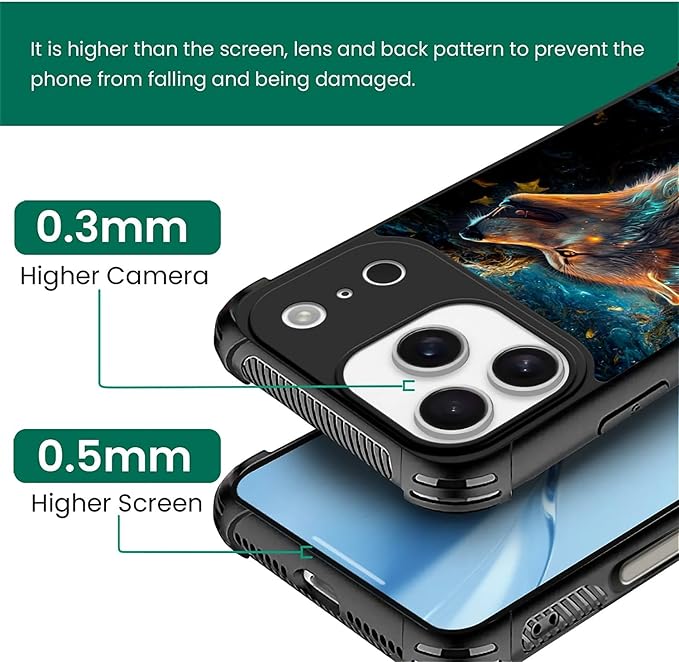 for iPhone 17 Pro Case,for MagSafe Graphic Design for Girl Boy Soft Silicone Hard Acrylic Shock Protection Designed for iPhone 17 Pro Star Cave Hungry Wolf Pattern