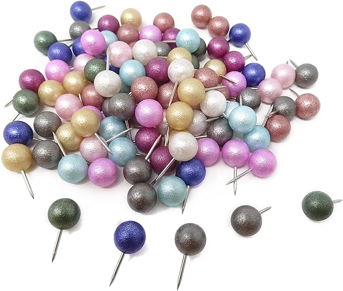 Honbay 100PCS Multi-Color Pearl Push Pins Plastic Round Head Thumb Tacks with Case for Map Bulletin Board Cork Board Calendar Photo Wall Office (Diameter: 10mm)