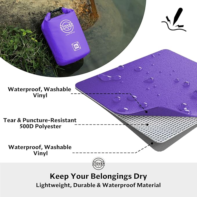 STOVER 5/10/25/30/40/55L Waterproof Dry Bag- Roll-Top Backpack w/Phone Case- Kayaking, Hiking, Camping, Boating- Men/Women
