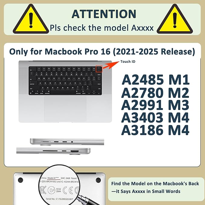 Case for New MacBook Pro 16 inch M4 M3 M2 M1 Pro/Max 2025-2021 Release (Model A2485 A2780 A2991 A3186 A3403),Snap Case Protective Laptop Cover & Keyboard Cover,Black Marble