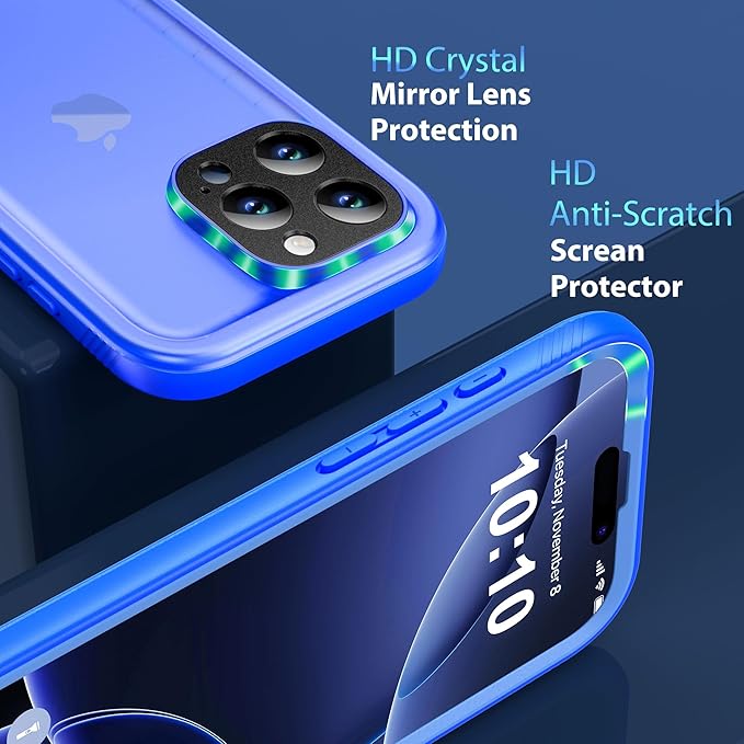 SPORTLINK for iPhone 16 Pro Waterproof Case - Shockproof Dustproof Case with Built-in Clear Screen Protector, Full Body Heavy Duty Sealed Protective Cover for i Phone 16 Pro 6.3" Blue
