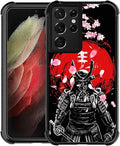 for Samsung Galaxy S21 Ultra Case, Sakura Japanese Samurai Pattern Graphic Design Girl Boy Soft Silicone Hard Acrylic Shock Protection for Samsung Galaxy S21 Ultra