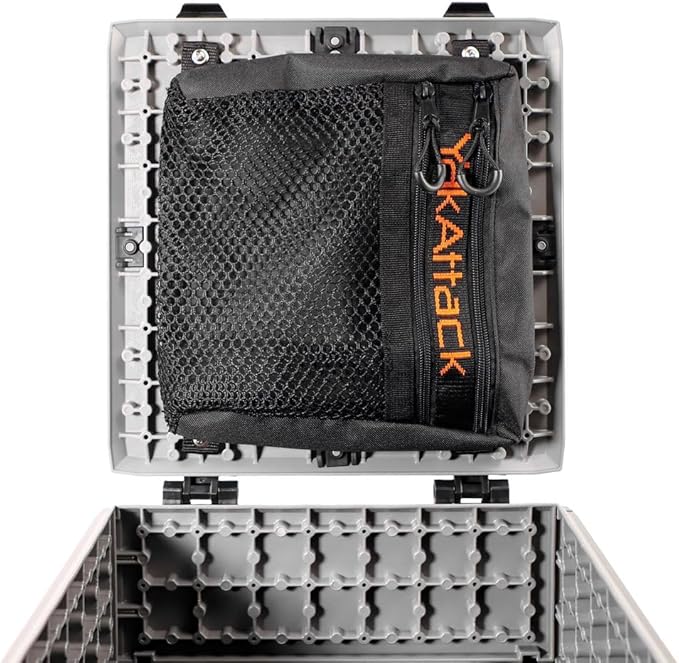 YakAttack 13" Dual Compartment Mesh Storage Bag | Compatible with BlackPak Pro & ShortStak | Heavy-Duty Quick-Dry Mesh with Two Zippered Compartments | Kayak Storage Accessories Organizer