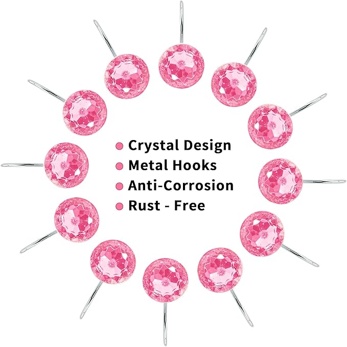 MitoVilla Pink Shower Curtain Hooks Rings, Metal Shower Hooks for Shower Curtain & Liner, Dark Pink Rust Proof Shower Rings for Bathroom Shower Rod, 12 Pack Bathroom Set