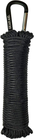 GEAR AID 325 Paracord and Carabiner, Utility Cord for Camping and Hiking, Black, 50 ft