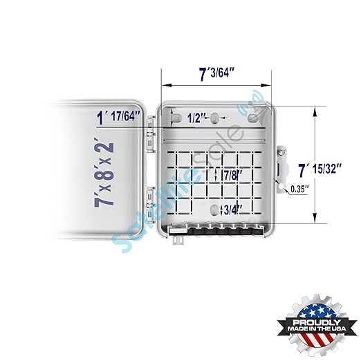 SatelliteSale Weatherproof Junction Box Heavy Duty Enclosure 8x7x2 Inches UV-Rated Thermoplastic Alloy Made in USA