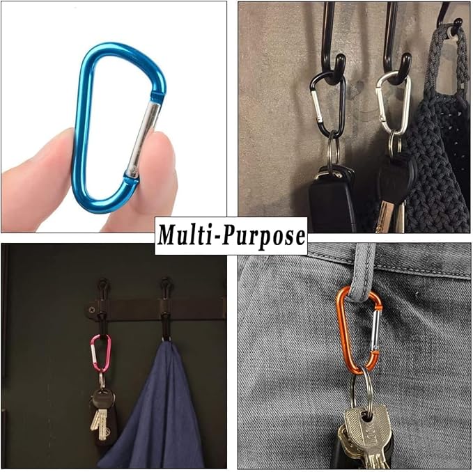 Carabiner Keychain Clip -3" Aluminum Carabiner D Ring, Caribeener Clips, Spring Snap Hook for Keychain Clip