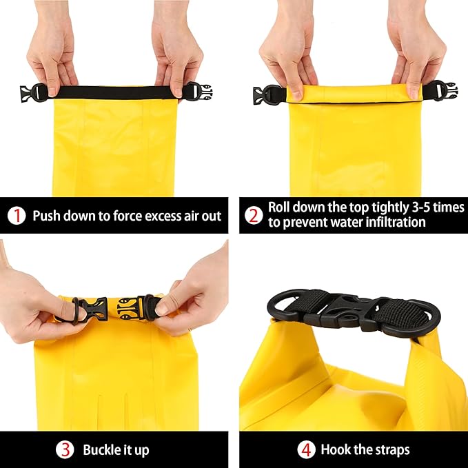 Boat First Aid Kit Waterproof, WELL-STRONG Marine Emergency Kit with Roll Top Dry Bag for Boating Fishing Kayaking – Water-Resistant Contents for Camping & Beach（Yellow）