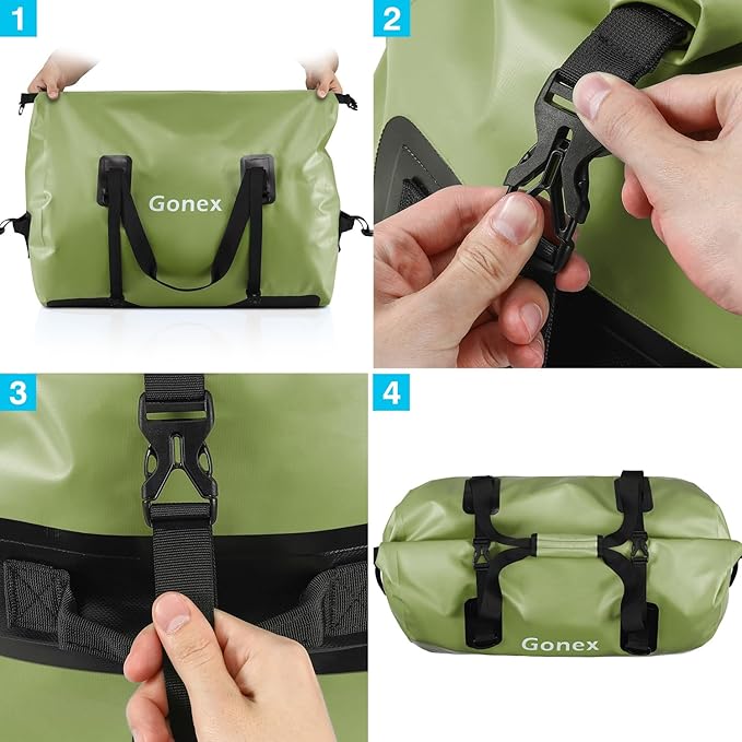 Gonex 40L 60L 80L Extra Large Waterproof Duffle Travel Dry Duffel Bag Heavy Duty Bag with Durable Straps & Handles for Kayaking Paddleboarding Boating Rafting Fishing
