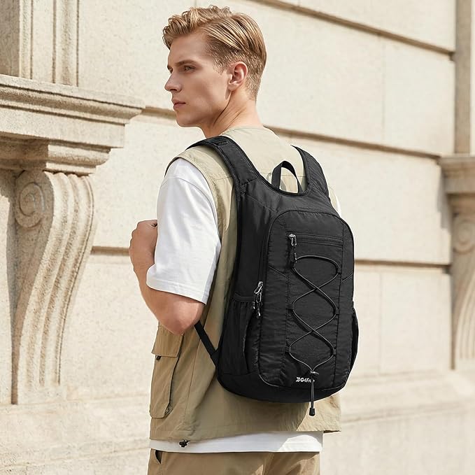 G4Free 20L Hiking Backpack Lightweight Daypack with Phone Pocket Small Packable Foldable Hiking Bag for Women Men, Black