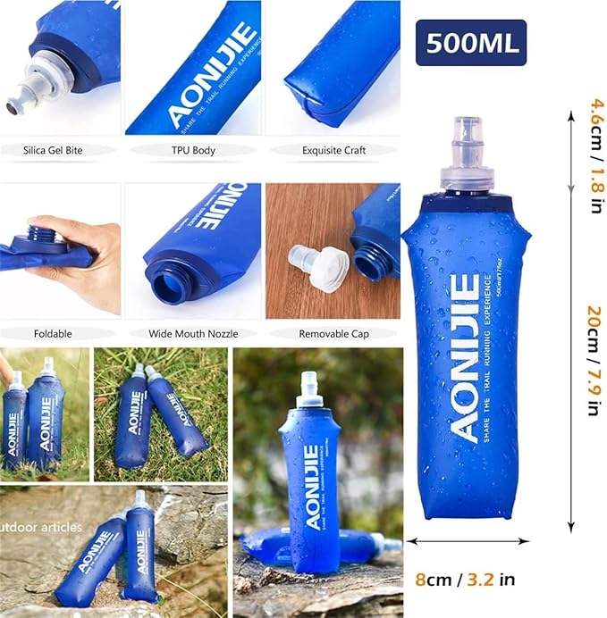 AONIJIE 250ML/350ML/500ML/600ML Portable TPU Soft Water Bottle Folding Soft Flasks For Outdoor Marathon Running Hydration Camping Hiking