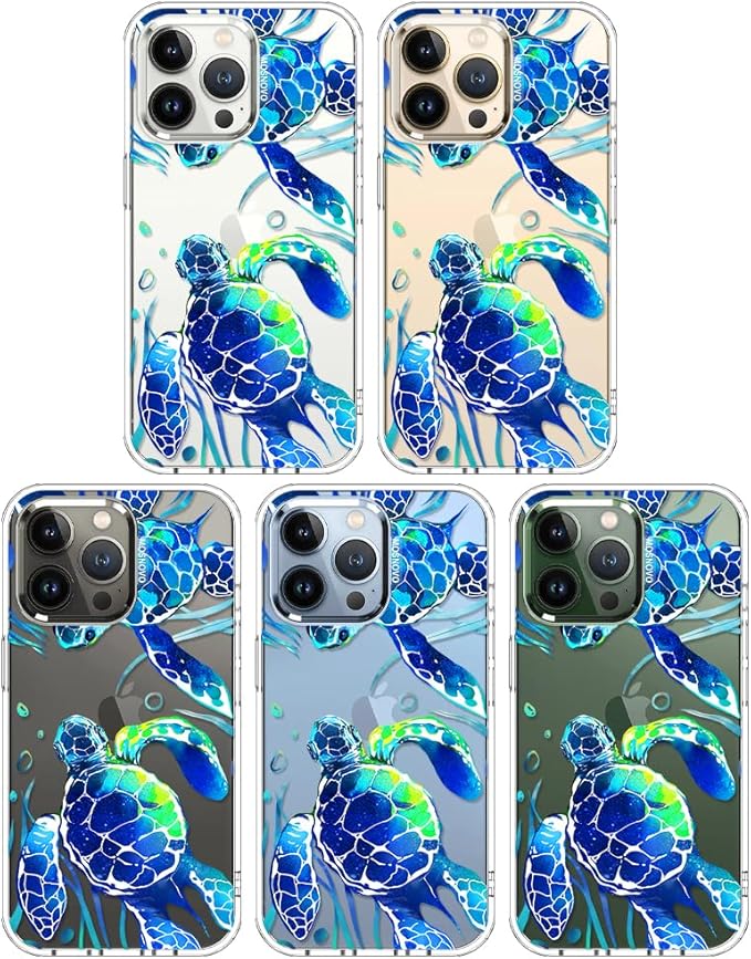 MOSNOVO Case for iPhone 13 Pro, [Buffertech 6.6ft Military-Grade Drop Protection] [Anti Peel Off Tech] Clear TPU Bumper Phone Case Cover Design - Sea Turtles