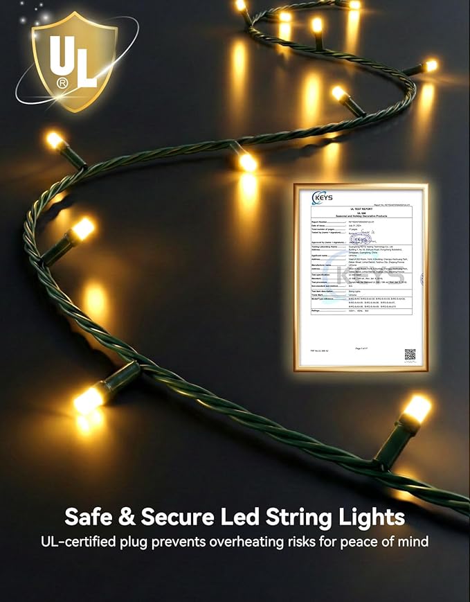 LitHome 164FT 500 LED String Lights Outdoor Indoor, 8 Modes Waterproof Christmas String Lights with Timer & Memory Function, Outdoor Christmas Lights Green Wire for Xmas Tree Party Garden, Warm White