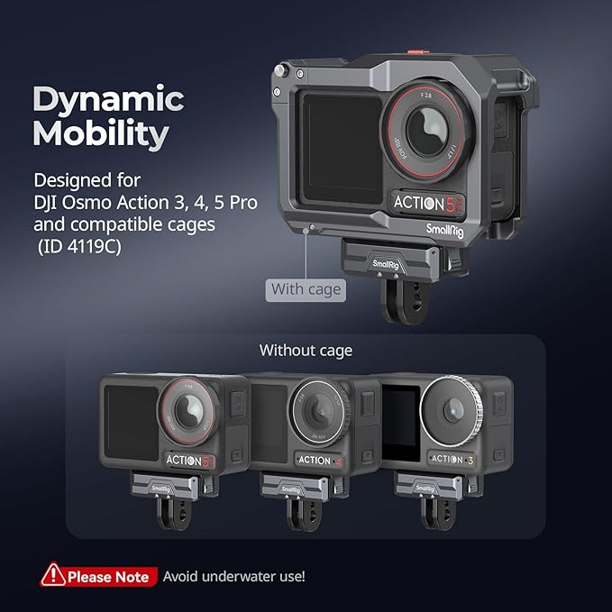 SMALLRIG Magnetic Mount Adapter for DJI OSMO 360 / Action 5/4 / 3 - Quick-Release Aluminum Base with 1/4" Thread & Foldable Connector for Tripods, Selfie Sticks, Vlogging Accessories - 3662B