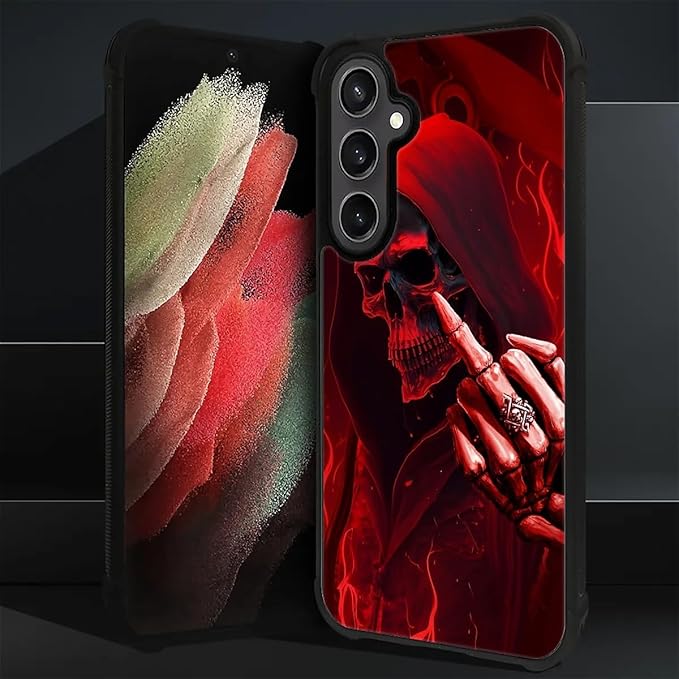 for Samsung Galaxy S23 FE Case, Gestures Funny Skull Pattern Graphic Design Girl Boy Soft Silicone Hard Acrylic Shock Protection for Samsung Galaxy S23 FE