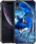 for iPhone XR Case, Snowy Mountain Fox Lake Pattern Graphic Design Girl Boy Soft Silicone Hard Acrylic Shock Protection for iPhone XR