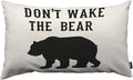 TKS MITLAN Don't Wake The Bear Decorative Pillow Covers Cool Animal Bear Black White Rustic Linen Throw Pillow Covers 12x20 Inch for Sofa Couch Decoration