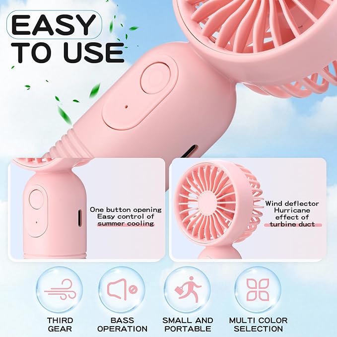 Rossesay 3 Pcs Mini Portable Fan Bulk Cute Handheld Lightweight Small Little Personal Hand Eyelash Fan 3 Speeds USB Rechargeable for Women Men Indoor Outdoor Makeup Travel (Blue,Pink,Purple)