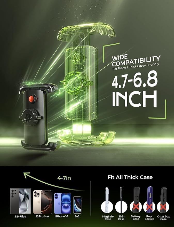 LISEN Bike Phone Holder, [Super Easy Install] Motorcycle Phone Mount Ebike Accessories Bicycle Handlebar Holder Mount Gift for Adults Kids Mountain Mini Bike Scooter Gear Accessories for iPhone Pixel