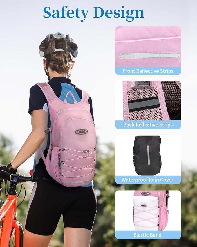 Hydration Backpack with 2L Water Bladder, Hiking Water Backpack for Men Women with Phone Pocket and Helmet Holder
