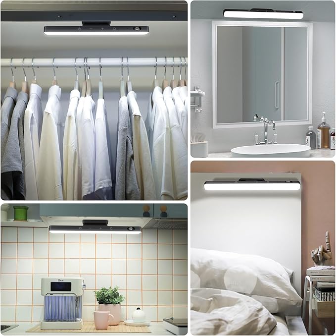 WILLED 3W Rechargeable Light Bar with Romote Control,3 Colors Adjustable Mirror Lights with 120 LED,2000mAh Battery Makeup Light, Magnetic Stick On Touch Lights for Cabinet,Closet,Bunk Bed,Kitchen