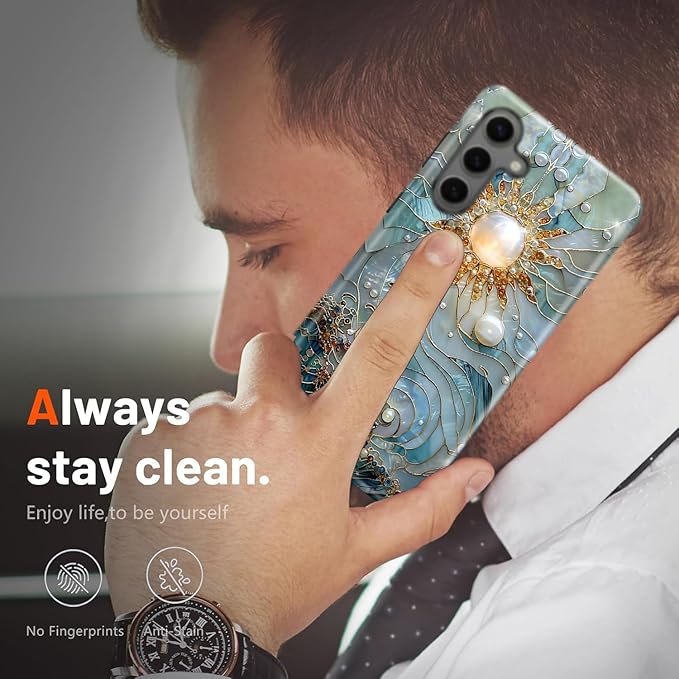 Compatible for Samsung Galaxy A37 5G Case, Dual Layer Heavy Duty 2 in 1 Shockproof Protective Phone Case,Sun Waves Pearl
