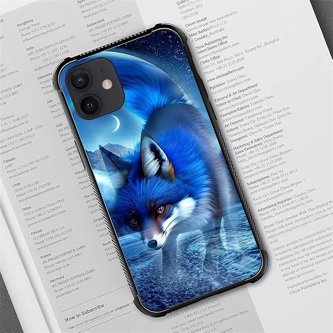 for iPhone 12/12 Pro Case, Snowy Mountain Fox Lake Pattern Graphic Design Girl Boy Soft Silicone Hard Acrylic Shock Protection for iPhone 12/12 Pro