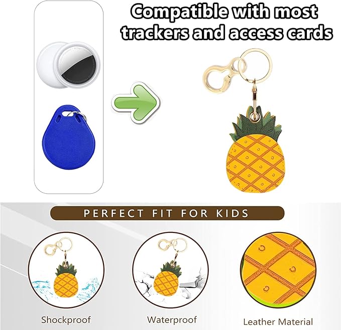Leather Keychain Holder Case Compatible with AirTag,Cute air tag Cover with Keychain Ring,GPS Tracker Case for Keys