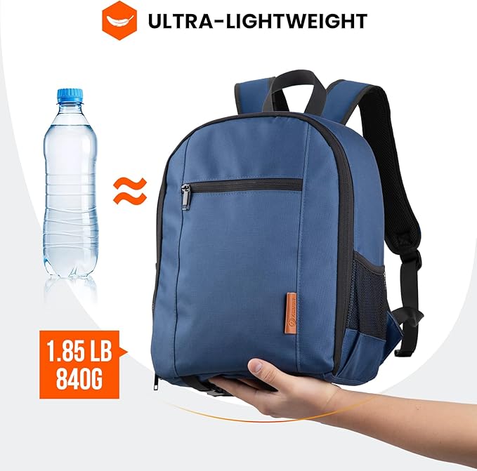 TARION Camera Bag Professional Camera Backpack Case with Laptop Compartment Waterproof Rain Cover for DSLR SLR Mirrorless Camera Lens Tripod Photography Backpack for Women Men Photographer Blue TB-S