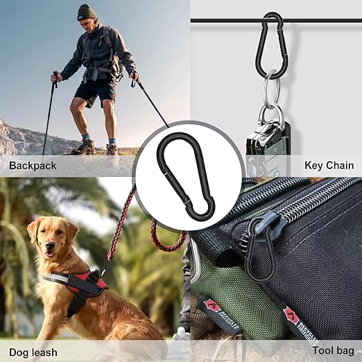 Small Carabiner Clip Hook, 1.57 inch 10 pcs Black Heavy Duty Spring Snap Hook Key Chain, Carabiners Clips for Outdoor Camping, Swing Set, Hammock, Hiking Travel, Fishing, Quick Link Keychain