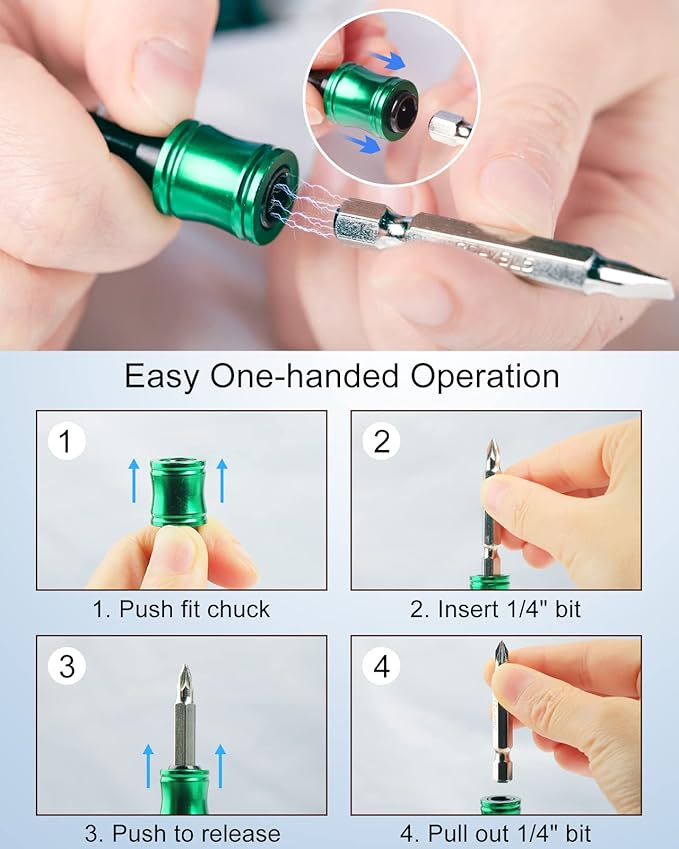 katerk 6 pcs 1/4 inch Hex Shank Aluminum Alloy Screwdriver Bits Holder, Light-weight Quick-change Extension Bar Keychain Drill Screw Adapter Change Portable (With Silver Carabiner)