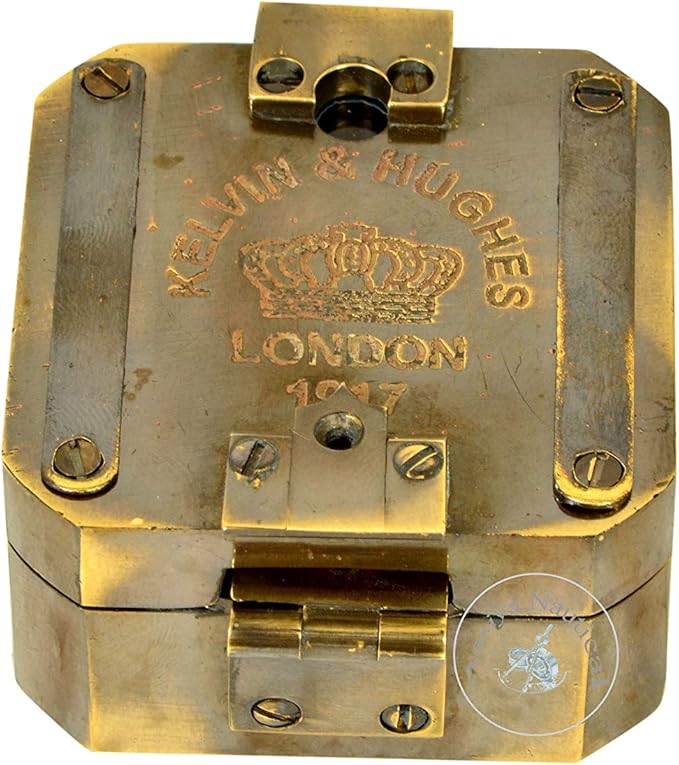 Kelvin & Hughes Natural Sine Brass Pocket Compass – Vintage Mining Compass & Outdoor Navigation Tool