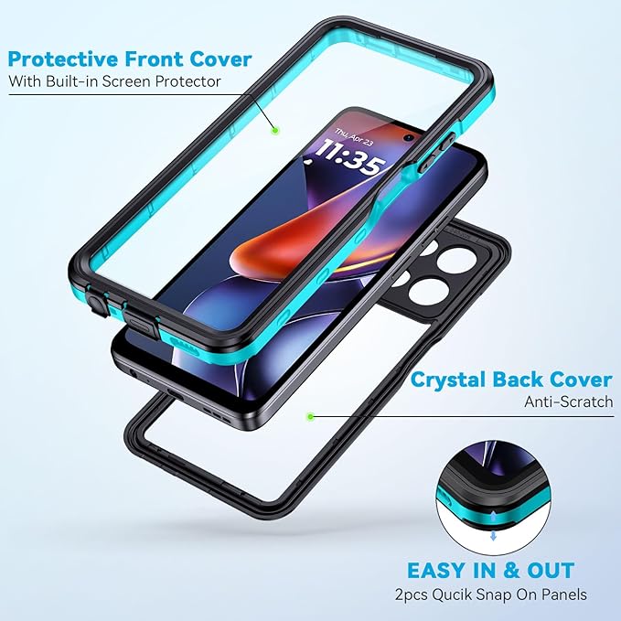 Lanhiem for Moto G 5G 2025 Case, IP68 Waterproof Dustproof Shockproof Case with Built-in Screen Protector, Full Body Underwater Protective Cover for Moto G 5G Only, Blue