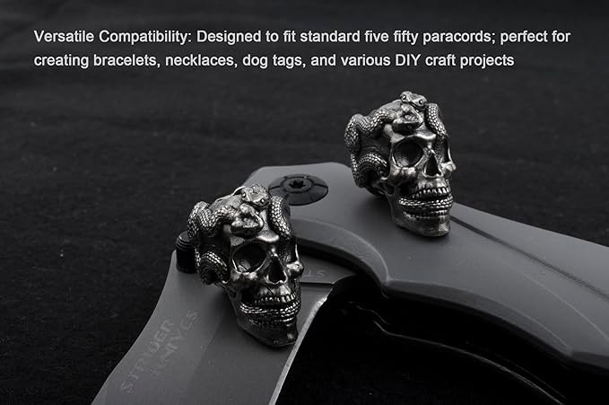 Skull Paracord Bead, Copper, 0.75x0.56x0.78 inches, for Crafting Lanyard Keychains