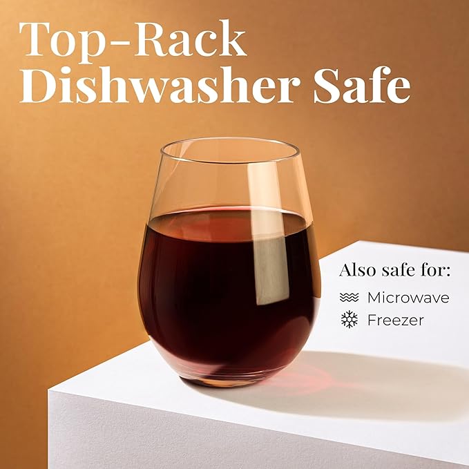 Vivocci Unbreakable Plastic Stemless Outdoor Wine Glasses 20 oz | Tritan Heavy Base | Shatterproof Glassware | Ideal For Cocktails & Scotch | Perfect For Homes & Bars | Dishwasher Safe | Buy 8 Pay 6
