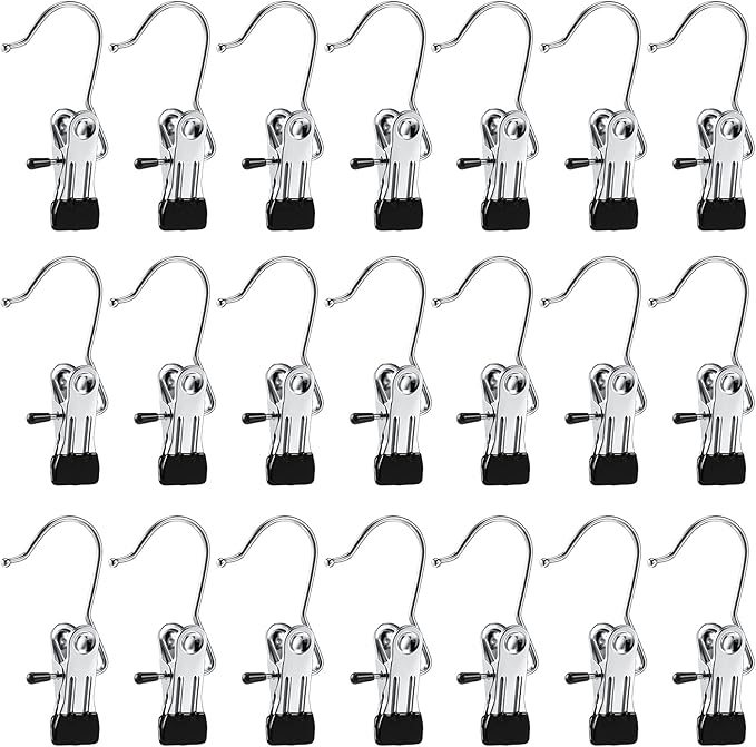 Hotop 48 Pieces Boot Hanger Clips for Closet, Laundry Hanging Hooks Heavy Duty Clips Boot Holder Portable Single Hooks Space Saving for Pants Jeans Clothes Hats Tall Towels (Silver)