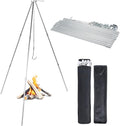 Tactiko Survival 33" Camping Tripod for Cooking - Stainless Steel Folding Stand, Adjustable Chain – Compact, Lightweight Outdoor Gear for Hanging Kettles, Pots & Percolators